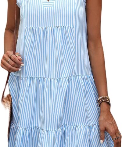 Striped Print Sleeveless Dress